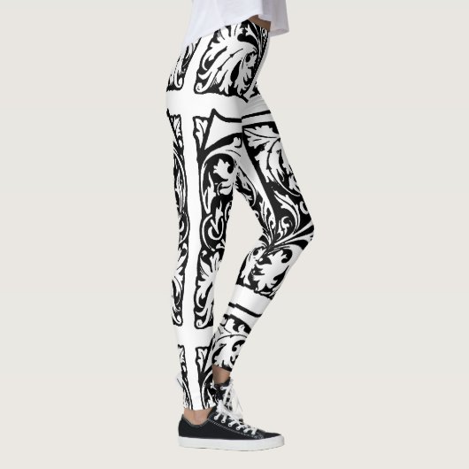 T voor Terrific Black & White Handmade Yoga Pants Leggings (Rechts)