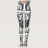 T voor Terrific Black & White Handmade Yoga Pants Leggings (Voorkant)