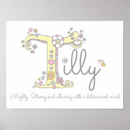 T voor Tilly monogram letter art name betekenend Poster
