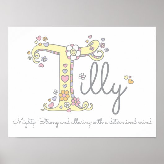 T voor Tilly monogram letter art name betekenend Poster (Voorkant)