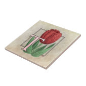 T voor Tulip Bloem Monogram Kunst Tegeltje (Zijkant)