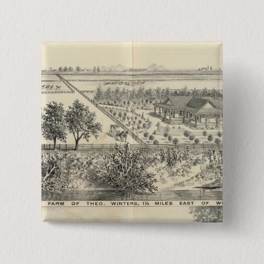 T Winters boerderij Vierkante Button 5,1 Cm (Voorkant)