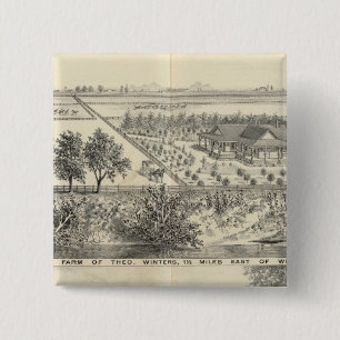 T Winters boerderij Vierkante Button 5,1 Cm