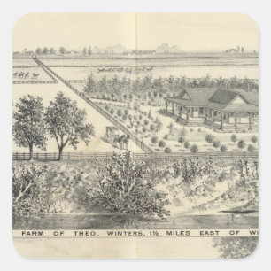 T Winters boerderij Vierkante Sticker