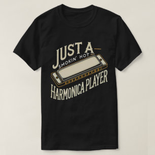 TA109-Harmonica Player T Shirt Jazz Blues Muziek T