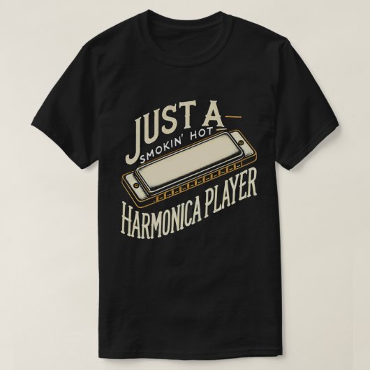 TA109-Harmonica Player T Shirt Jazz Blues Muziek T (Design voorkant)