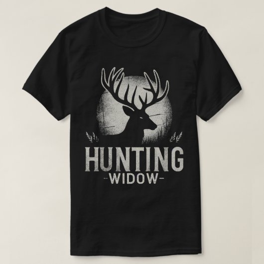 TA114 Funny Deer Hunting Widow T-shirt met lange m (Design voorkant)