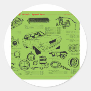 TA22 Celica Tosco Parts Poster Ronde Sticker