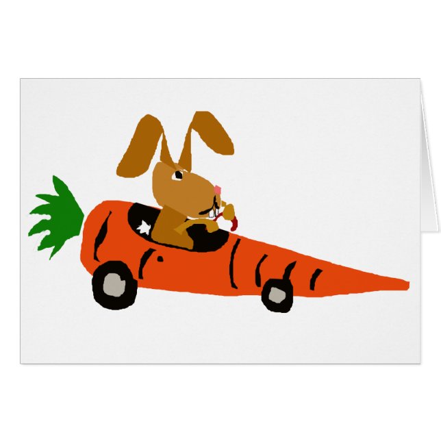 TA- Funny Bunny Rabbit Driving Carrot Cartoon (Voorkant Horizontaal)
