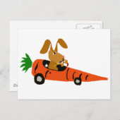TA- Funny Bunny Rabbit Driving Carrot Cartoon Briefkaart (Voorkant / Achterkant)