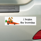 TA- Funny Bunny Rabbit Driving Carrot Cartoon Bumpersticker (Op auto)