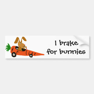 TA- Funny Bunny Rabbit Driving Carrot Cartoon Bumpersticker