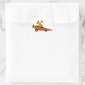 TA- Funny Bunny Rabbit Driving Carrot Cartoon Ronde Sticker (Tas)