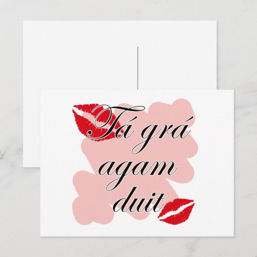 Tá grá agam duit - Iers Gaelic Ik hou van je Briefkaart (Voorkant / Achterkant)