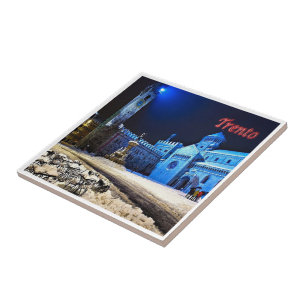 TAA014 TRENTO, P.zza del Duomo bij Nacht, Tegeltje