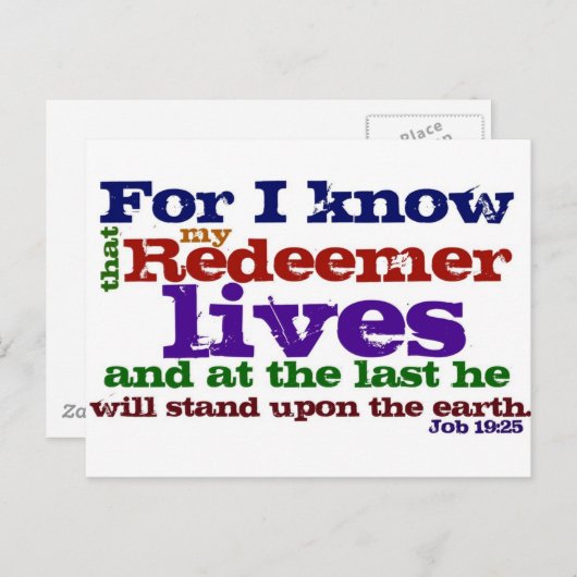 Taak 19:25 Want ik weet dat mijn dominee leeft, en Briefkaart (Voorkant / Achterkant)