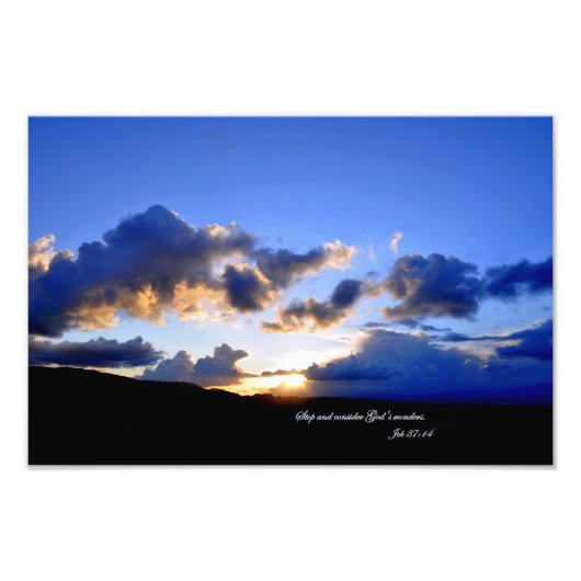 Taak 37:14 Stop en denk na over Gods wonderen. Foto Afdruk (Voorkant)