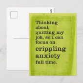 Taak beëindigen / focus op het maken van angst Vol Briefkaart (Voorkant / Achterkant)