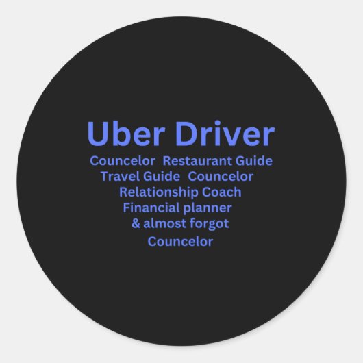 Taakbeschrijving Uber-stuurprogramma Ronde Sticker (Voorkant)
