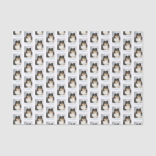 Taakpapier voor kerstcadeautjes met drie kleuren tissuepapier (Voorkant)