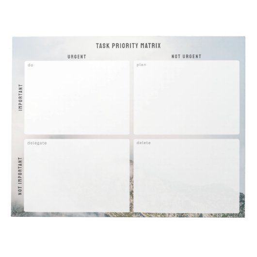 Taakprioriteit en planner Matrix (berg) Notitieblok (Voorkant)