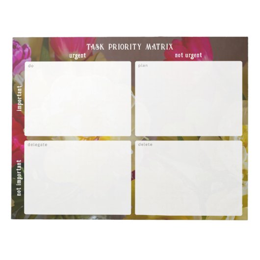 Taakprioriteit en planner Matrix (floraal) Notitieblok (Voorkant)