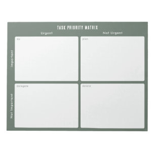 Taakprioriteit en planner Matrix (Groen) Notitieblok