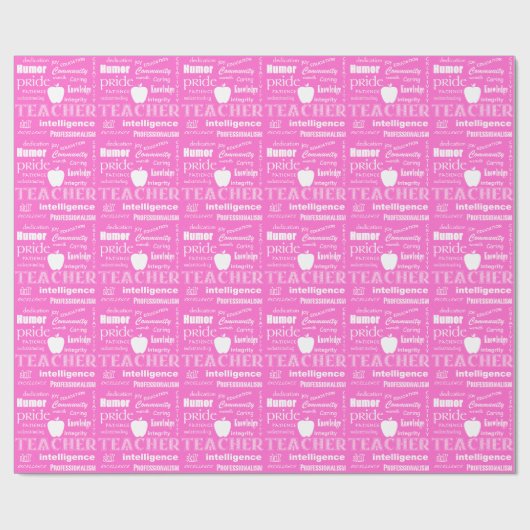 Taakspeler Pride Word Cloud+Apple/Snoep Floss Pink Cadeaupapier (Vlak)