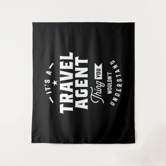 Taaktitel reisagent wandkleed (Voorkant)