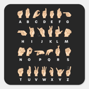 Taal ASL Alfabet Deaf Gift Vierkante Sticker