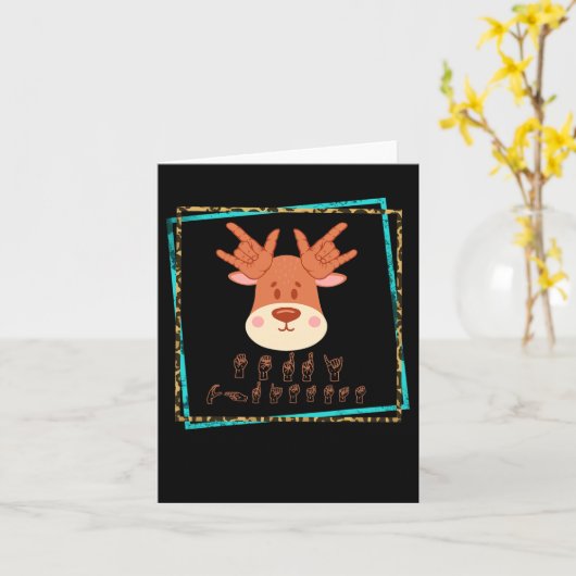 Taal Doof Kerstrendier Doof Asl Awarenes Kaart (Gele Bloem)