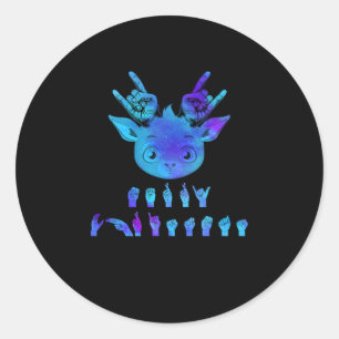 Taal Doof Kerstrendier Doof Asl Awarenes Ronde Sticker