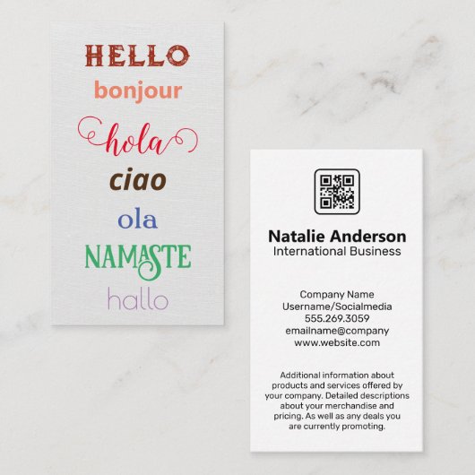 Taal Groeten Visitekaartje (Voorkant / Achterkant)