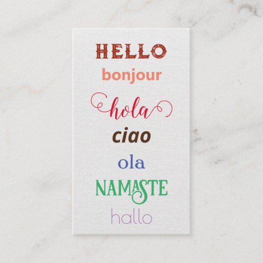 Taal Groeten Visitekaartje (Voorkant)