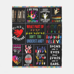 Taal liefde bg ASL Mam Love Fleece Deken