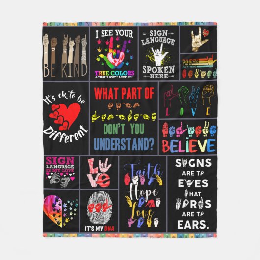 Taal liefde bg ASL Mam Love Fleece Deken (Voorkant)