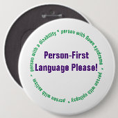 Taal met de persoon eerst ronde button 6,0 cm (Voorkant /achterkant)