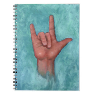 Taal ondertekenen: Hand: Pastel Art: ASL: Liefde Notitieboek