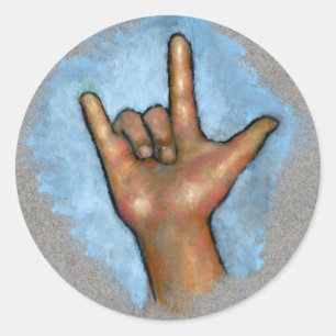 Taal ondertekenen: Ik hou van je: hand in pasta Ronde Sticker