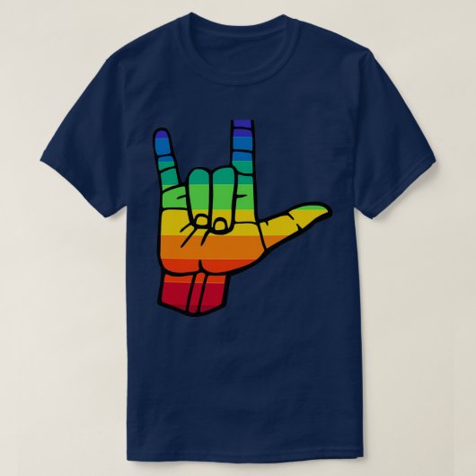 Taal pride regenboog kleuren Ik hou van tekenen T-shirt (Design voorkant)