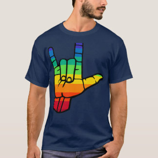 Taal pride regenboog kleuren Ik hou van tekenen T-shirt