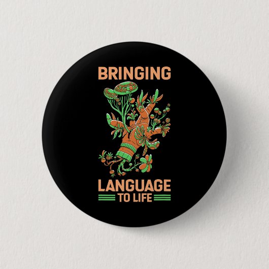 Taal tot leven Amerikaanse gebarentaal Ronde Button 5,7 Cm (Voorkant)