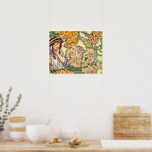 Taal van de bloemen van Alphonse Mucha Poster (Keuken)
