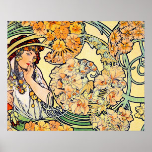 Taal van de bloemen van Alphonse Mucha Poster