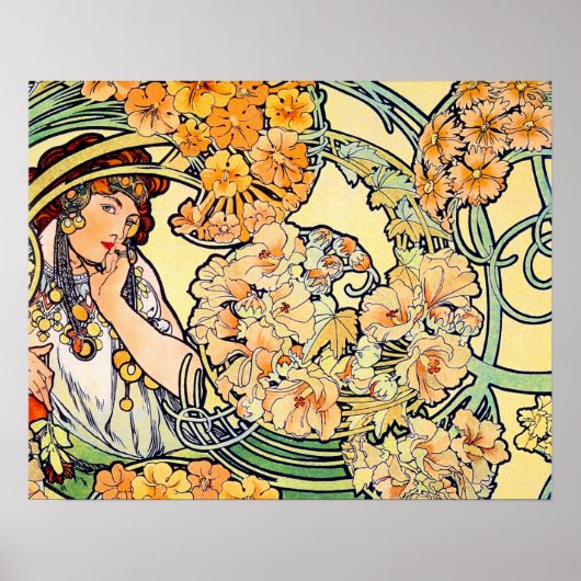 Taal van de bloemen van Alphonse Mucha Poster (Voorkant)