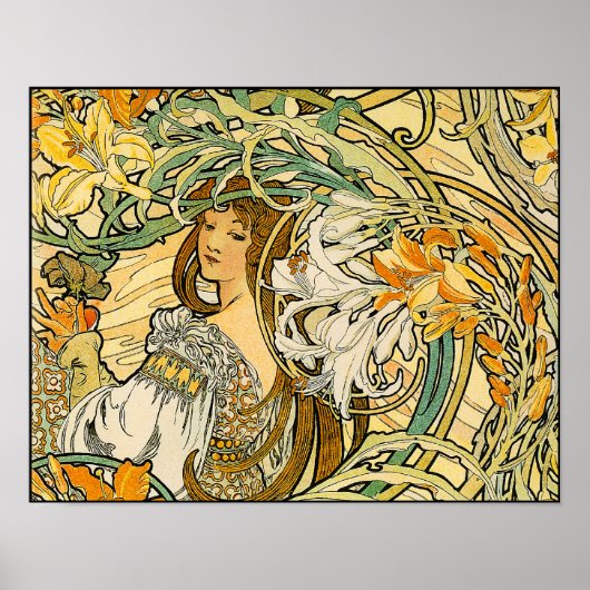 Taal van de bloemen van Alphonse Mucha Poster (Voorkant)