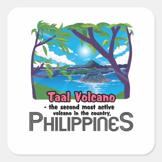 Taal Volcano Vierkante Sticker (Voorkant)