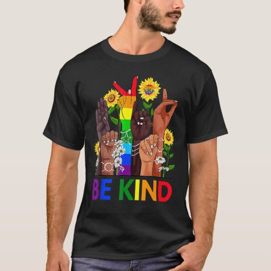 Taal voor gebaren met Lgbtq+ Gay Les T-shirt (Voorkant)