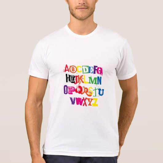 Taalalfabet Funny Rainbow Typografie T-shirt (Voorkant)