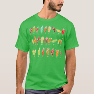 Taalalfabet met gekleurd handalfabet ASL T-shirt